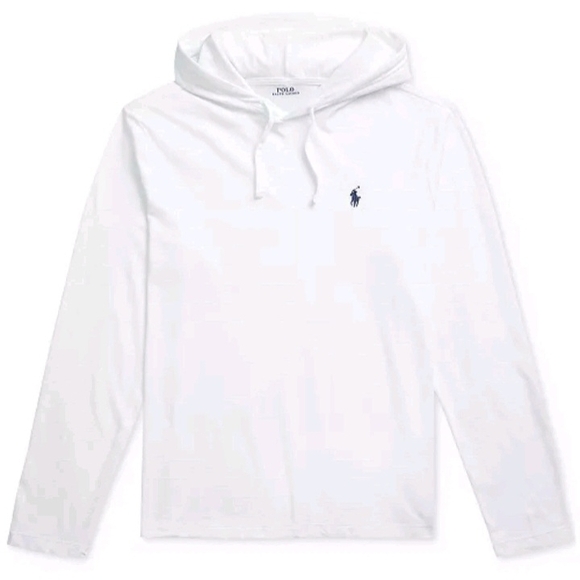 Polo Ralph Lauren Other - Polo Ralph Lauren Men's Hooded T-Shirt White Size LT Blue Pony LS Preppy